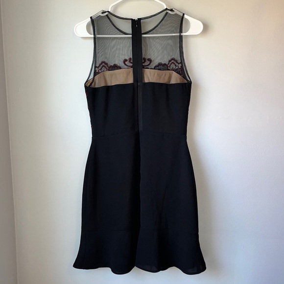 🏷️ 2/$20 Greylin Black and Red Embroidered Illusion Neckline Cocktail Dress - Picture 2 of 12